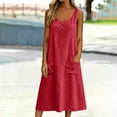 thumbnail image 6 of Tqcoqu Midi Dresses for Women,Sleeveless Crewneck Front Button down Summer Dress with Pockets,Casual Beach Vacation Sundresses 2026,Red Women's S-XXL, 6 of 8