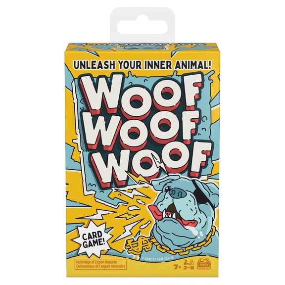 Spin Master Games, Woof Woof Woof: A Fast-Paced Classic Matching Card Game Battle with Hilarious Animal Sounds, Family Game Night, 2-8 Players, for Ages 7 & Up