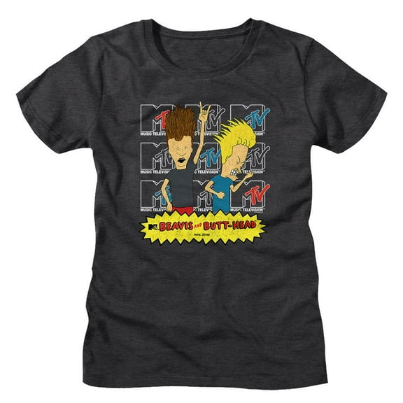 Beavis And Butt-Head Logos Dark Gray Heather Women's T-Shirt M