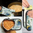 thumbnail image 5 of Yayeee Oven Mitts and Pot Holder Set of 2 Heat Resistant Kitchen Gloves Baking Hot Pad, Peacock Feather, 5 of 5