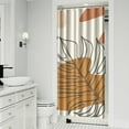 thumbnail image 2 of Small Stall Narrow Shower Curtain 36"W x 72"L – Tropical Bohemian Leaves, Mid-Century Abstract Boho Botanical Bathroom Decor, Vintage Floral Palm Leaf Pattern, Rustic Tribal Folk Style, 2 of 5