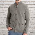 thumbnail image 2 of Alkepwun Mens Cardigan Sweater Button Down Stand Collar Round Neck Pullover Long Sleeved Loose Base Shirt Top Sweater, 2 of 9