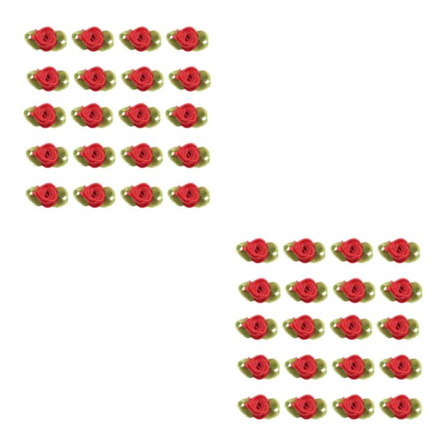 Maytalsory 100pcs Decor With Satin Ribbon Flowers Beautiful And Versatile Choice Beautiful red 2Set