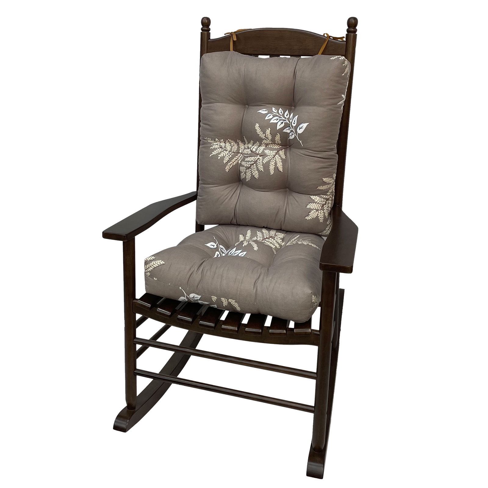 KALAKALA Outdoor Rocking Chair Cushions Pack of 2 Patio Chair Cushion Pad Sets Patio High Back Chair Seat Cushions with Ties for Garden Patio Furniture, Green Leaves