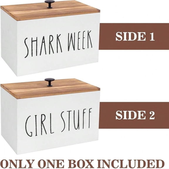 Rustic Farmhouse Wooden Tampon Storage Box With Lid - Versatile Bathroom Organizer For Feminine Products, Home Decor Accessory Tampon Storage For Bathroom Small Bathroom Storage Cabinet