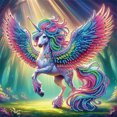 thumbnail image 1 of (KH095) Resina Diamante Con Forma Especial La Serie Animal Pegaso Color Parcial 30*30cm, 1 of 9