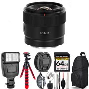 Sony E 11mm f/1.8 Lens + Flash + Tripod & More - 64GB Accessory Kit (International Version)