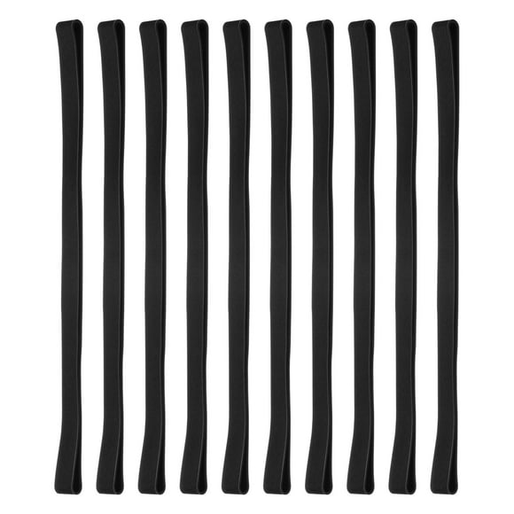 Unique Bargains Rubber Bands, 8' Large Elastic, Black, 10 Count