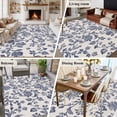 thumbnail image 5 of Blue Floral Leaf Area Rug 5x8 FT, Non Slip Bedroom Throw Carpet, Retro Farmhouse Plant Tree Branch Washable Soft Floor Carpet Non-Shedding Rug for Living Room Nursery Dorm Office, 5 of 9