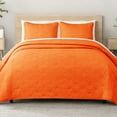 thumbnail image 2 of Whale Flotilla Microfiber Queen Size 90"x 96" Quilt Set Lightweight Quilted Bedspreads Coverlets Set with Stars Pattern, Orange, 2 of 8