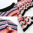thumbnail image 6 of Hotian Women Striped Pointelle Knit Pullover Jumper Sweater Colorblock Casual Knitwwear Black M, 6 of 7