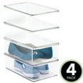 thumbnail image 2 of mDesign Plastic Bedroom Closet Storage Organizer Box, Hinge Lid, 2 Pack, Clear, 2 of 9