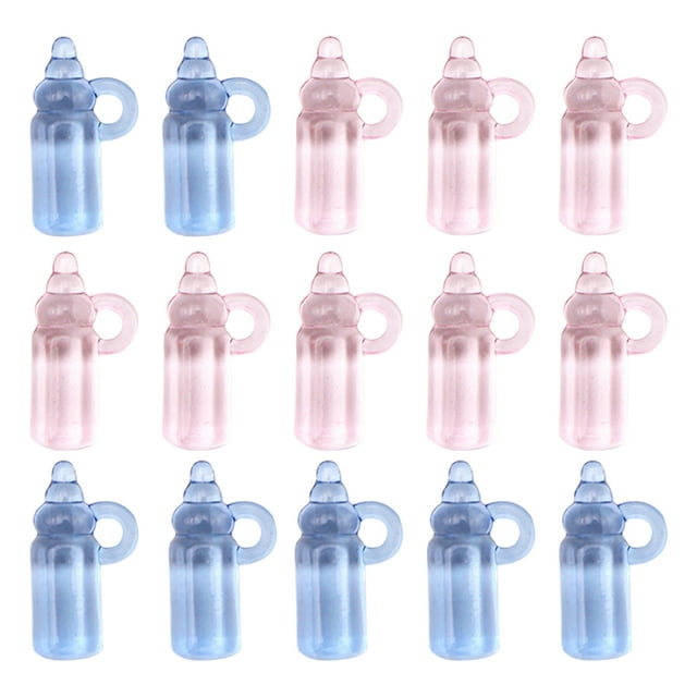 48PCS Pink Blue Bottle Bottle Charm Decors Baby Shower Fiesta Adorno para DIY