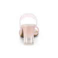 thumbnail image 3 of BLISSFUL STEP Women's Sandals Block Heels Clear Colorful Straps Slides Sandals Pink 9.5, 3 of 9