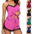 thumbnail image 4 of 2 Pcs/Set Lady Pajamas Set Solid Color Lace Patchwork V Neck Lady Night Clothes for Home, 4 of 7