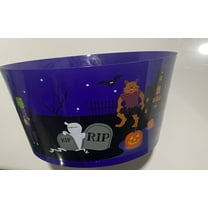 Halloween Plastic Trick Treat Candy Bowl Halloween Serving Bowl Tableware Halloween Party Supplies 10.8x5.5 in Purple,Black and Grey Set of 2