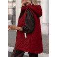 thumbnail image 4 of SHEWIN Womens Puffer Vest Full Zipper Hooded Long Quilted Jackets Sleeveless Winter Warm Coat Outerwear, 4 of 8