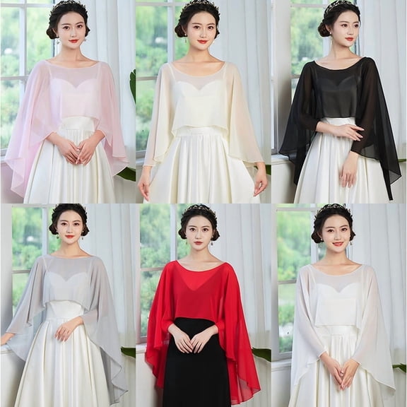 Dalrosia Capelets for Women Chiffon Cape Shawls and Wraps for Evening Dress Wedding Capes Cover Up