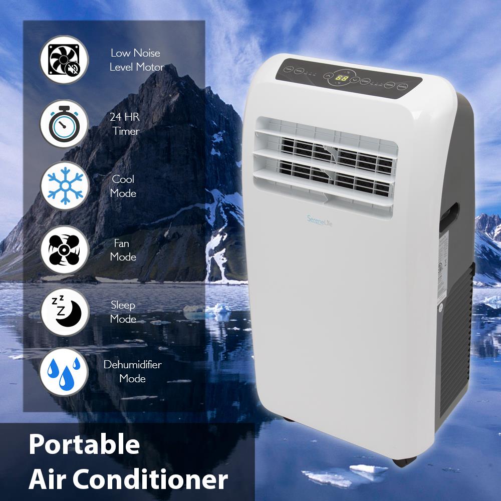 SereneLife SLPAC10 - Portable Air Conditioner - Compact Home A/C Cooling Unit with Built-in Dehumidifier & Fan Modes, Includes Window Mount Kit (10,000 BTU) - image 2 of 4