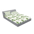 thumbnail image 2 of Ambesonne Palm Tree Fitted Sheet & Pillow Sham Set, Forest in Watercolors, Calking, Green Cocoa and White, 2 of 2