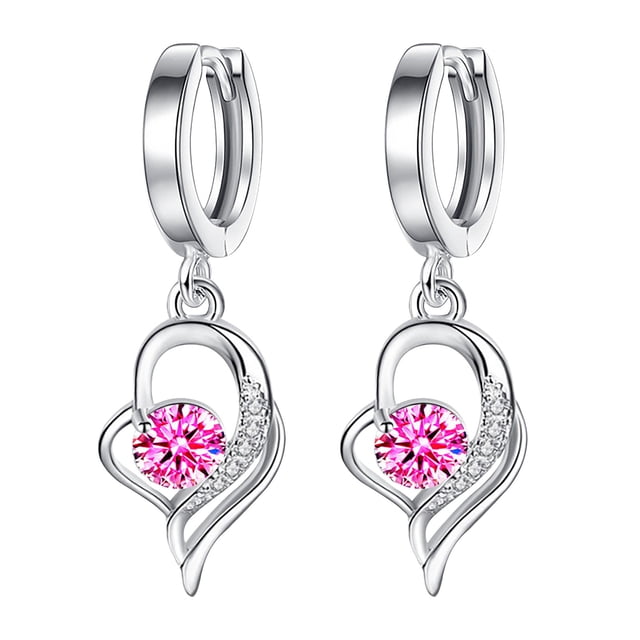 Pendientes Mujeres Corazón Señoras Pendientes Corazón Eterno Largo Cristal Moda Temperamento Pendientes Colgante
