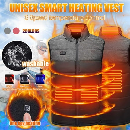 Dazajoo Men and Women Warm Heated Vest Plus Size Lightweight Sleeveless Puffer Jackets with 4 Heating Zones Outdoor Heat Coat For Riding Skiing Fishing Black M