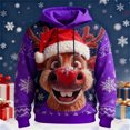 thumbnail image 2 of XIAOCHA Christmas Reindeer Hoodie Sweatshirt For Men Long Sleeve Snowflake Print Casual Pullover Top, Purple, Sizes XXXL, 2 of 3
