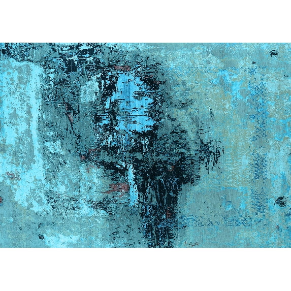 Ahgly Company Indoor Rectangle Oriental Light Blue Industrial Area Rugs, 5' x 8'