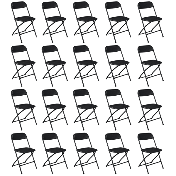 10Pcs Plastic Folding Chair for Garden, Injection Molding Classic, Black