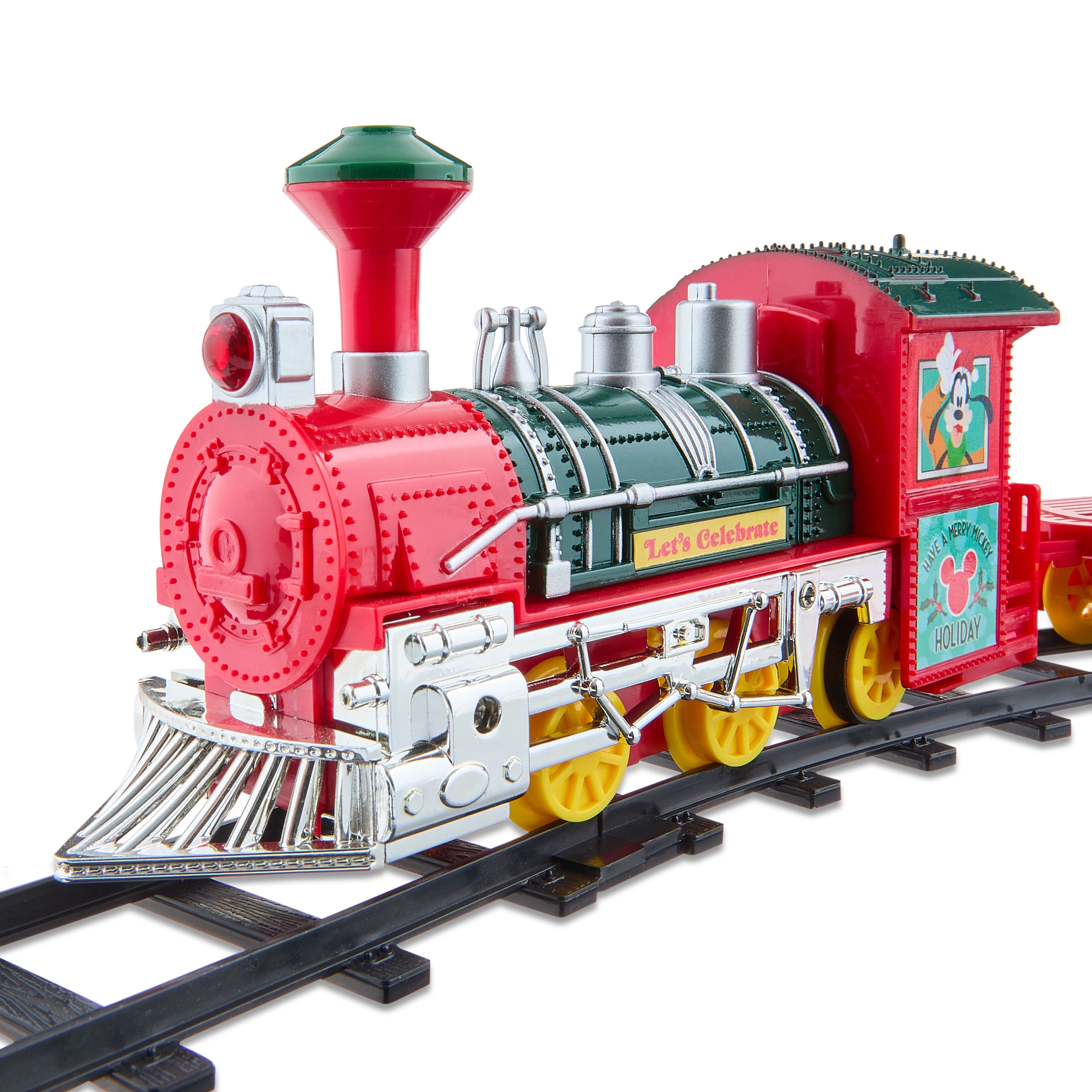 Disney Mickey Mouse Christmas Train Set, 12 Piece, Red Plastic, by