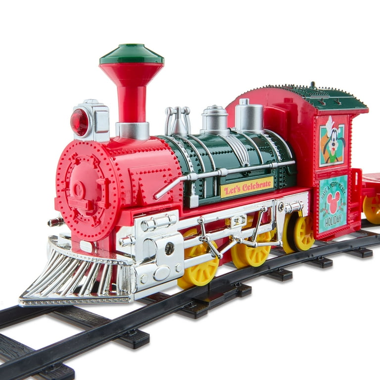 Disney Mickey Mouse Christmas Train Set, 12 Piece, Red Plastic, by