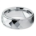thumbnail image 2 of 8mm Polished Silver Tungsten Carbide Wedding Band Matte Double Groove Beveled Edge Unisex Ring 10 (10), 2 of 3