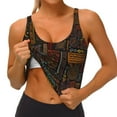 thumbnail image 4 of Fotbe Polynesian Turtles Pattern Womens' Sports Bra Longline Wirefree Padded with Medium Support Sports Moisture-Wicking Workou Vest,Tank Top-, 4 of 9