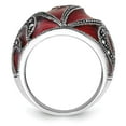 thumbnail image 2 of Sterling Silver Polished & Antiqued Marcasite & Red Epoxy Heart Ring, 2 of 5