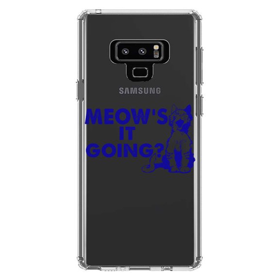 DistinctInk Clear Shockproof Hybrid Case for Samsung Galaxy Note 9 - TPU Bumper Acrylic Back Tempered Glass Screen Protector - Meow's It Going?