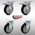 thumbnail image 2 of 5 Inch SS Black Polyurethane Top Plate Caster Set 2 Total Lock Brakes SCC, 2 of 2