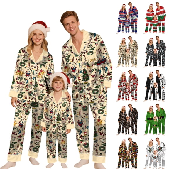 KICILVS Christmas Family Pajamas Matching Sets Holiday Pajamas Set Long Sleeve Festival Party Sleepwear Xmas Pjs