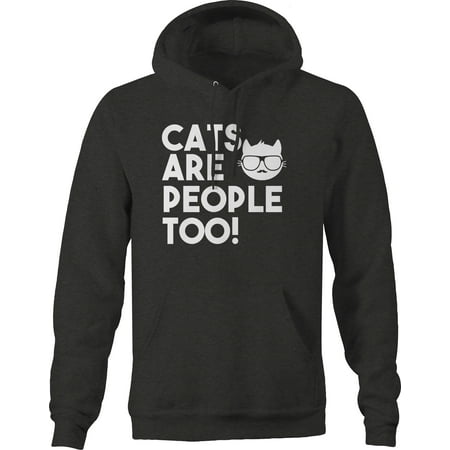 Cats are People Too Animal Activism pet Lover Hoodie for Big Men 3XL Dark Gray