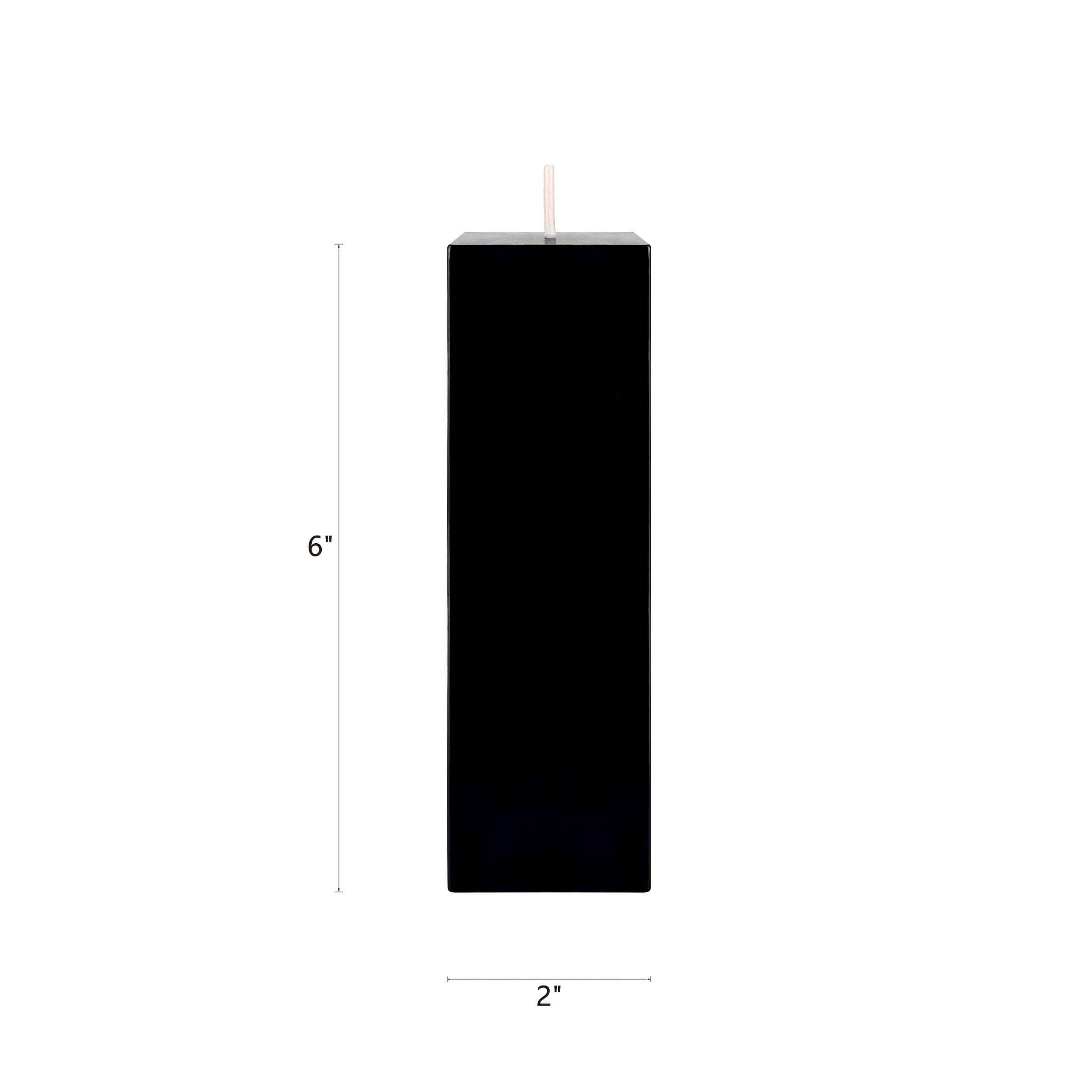 Mega Candles 6 pcs Unscented Black Square Pillar Candle, Hand Poured Premium Wax Candles 2 Inch x 6 Inch, Home Décor, Wedding Receptions, Baby Showers, Birthdays, Celebrations, Party Favors & More