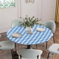 thumbnail image 5 of Blue Round Tablecloth for 36-44 Inch Tables,Fitted Table Cover with Elastic Edge,Country French Rustic Buffalo Plaid Modern Art Waterproof Outdoor Table Cloth Protector for Patio Garden Dinner Picnic, 5 of 9
