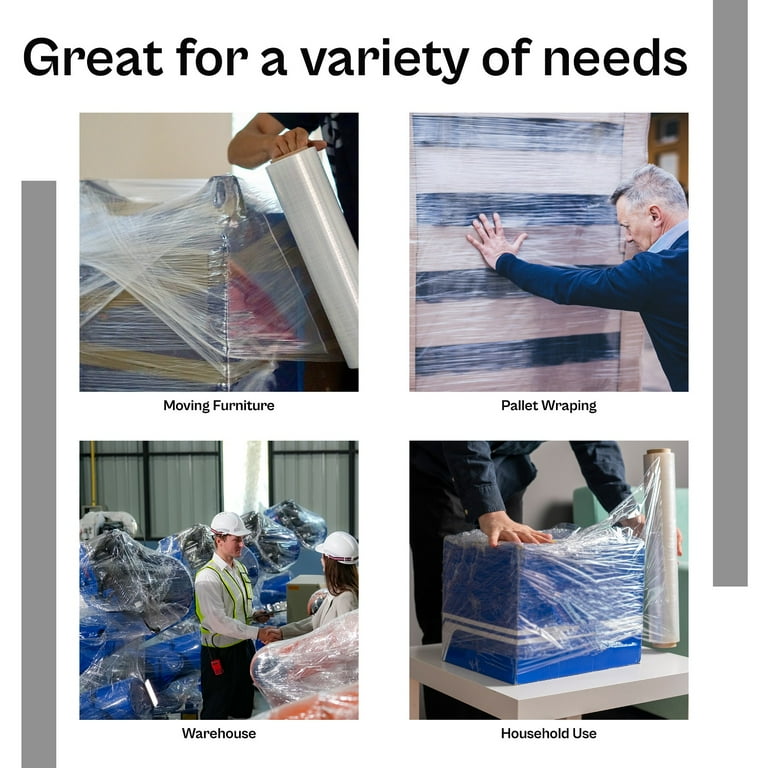 4 Rollen Hand-Stretch-Folie – Grün, 20"x1000', Kratzfest & Reißfest – Ideal Für Umzüge & Lagerung