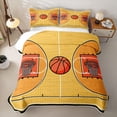 thumbnail image 2 of Erosebridal Cartoon Court Quilt King for Boys Men, Orange Basketball Print King Coverlet Set, 3 Pieces, 2 of 7