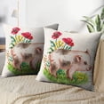 thumbnail image 3 of LALILO Throw Pillow Covers Cute Pig Walking Green Grass Red Cushion Cover 18" x 18", 4331 Pack, 3 of 6