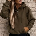 thumbnail image 6 of Daznico Sweatshirt for Women,Women Casual Solid Button-up Sweatshirt Pocket Hooded Strap Long Sleeve Loose Top with Pockets,Women's Hoodies & Sweatshirts(Size:XL), 6 of 7
