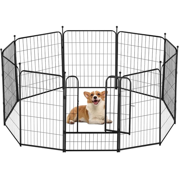 Dog Playpen 32 Inch Ideal Dog Fence for Small and Medium Dogs Indoor & Outdoor Bliss, Perfect Dog Pen for Camping, Yard, RV, Garden Fence, Black (Black, 32in, 8)