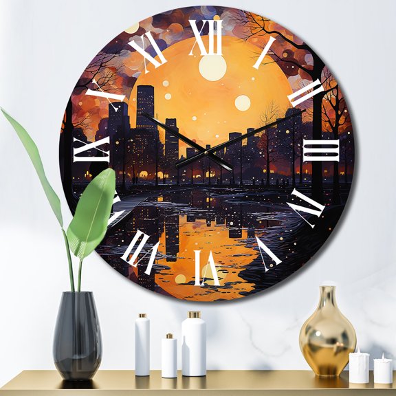 Designart "Harlem Renaissance Reflections Painting II" Pointillism Oversized Wall Clock