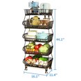 thumbnail image 6 of Wisdom Star 5 Tier Kitchen Wire Storage Basket Utility Cart with Wheels, kitchen and storage cart,44.1*11.4*16.1in, Black, 6 of 10