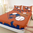 thumbnail image 3 of Homewish Modern Ball Sports Bed Sheets for Boys, Orange Navy Baseball King Sheets, Chic Abstract Ombre Sheet Set, Microfiber Bedroom Decor, 4pcs, 3 of 7