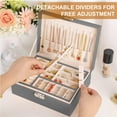 thumbnail image 3 of Gogcaro Gray Jewelry Box 2 Layer Jewelry Box 10.4 x 7.7 x 3.9 Inches Jewelry Organizer Tray for Earrings Bracelets Rings Watches (Gray), 3 of 7