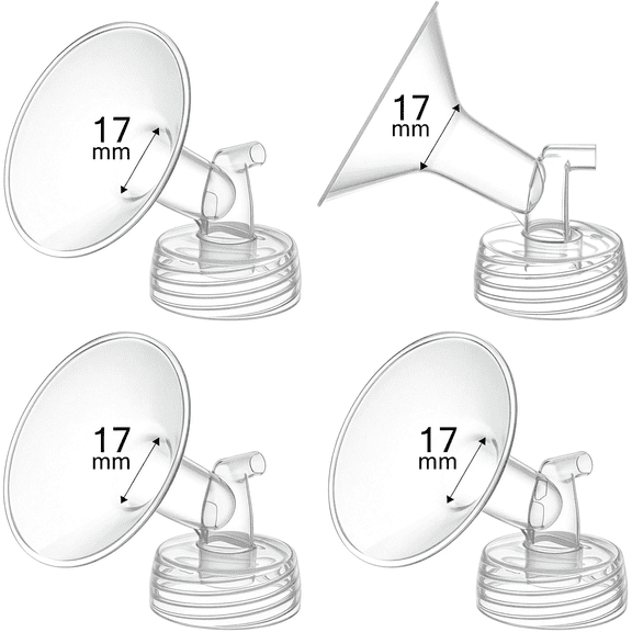 XIRQI 4PCS 17mm Breast Pump Flanges,Compatible with S1/S2/9Plus/Synergy Gold,Motif Luna,Wide-Mouth Bottle Fit,Wide-Mouth Bottle Fit Multi-Model Compatible breast pump flanges,Breast Pump